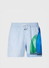 Paul Stuart Blue Sailboat Print Swim Trunk, thumbnail 1