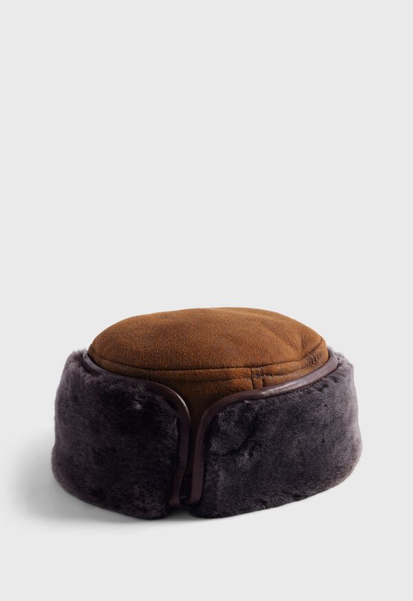 Paul Stuart Distressed Round Shearling Hat, image 1