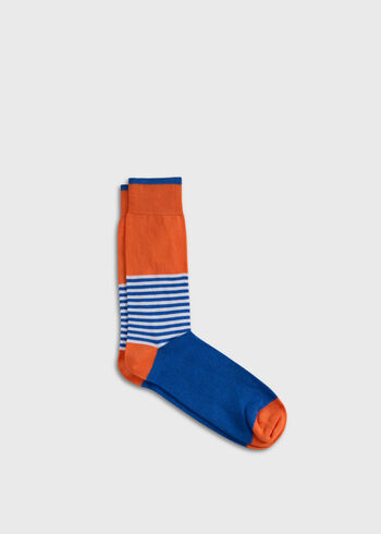 Paul Stuart Colorblock and Stripe Crew Sock