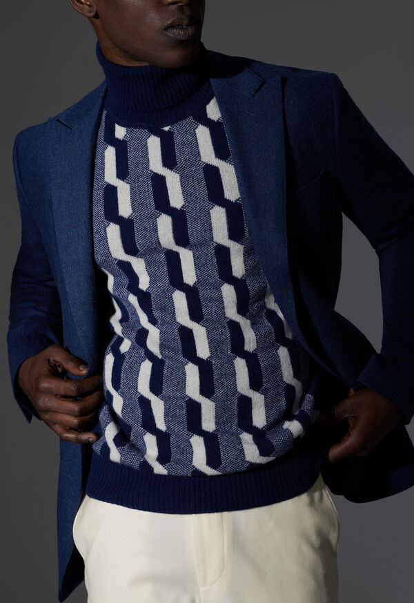 Paul Stuart Blue & Cream Cashmere Sweater Look, image 1