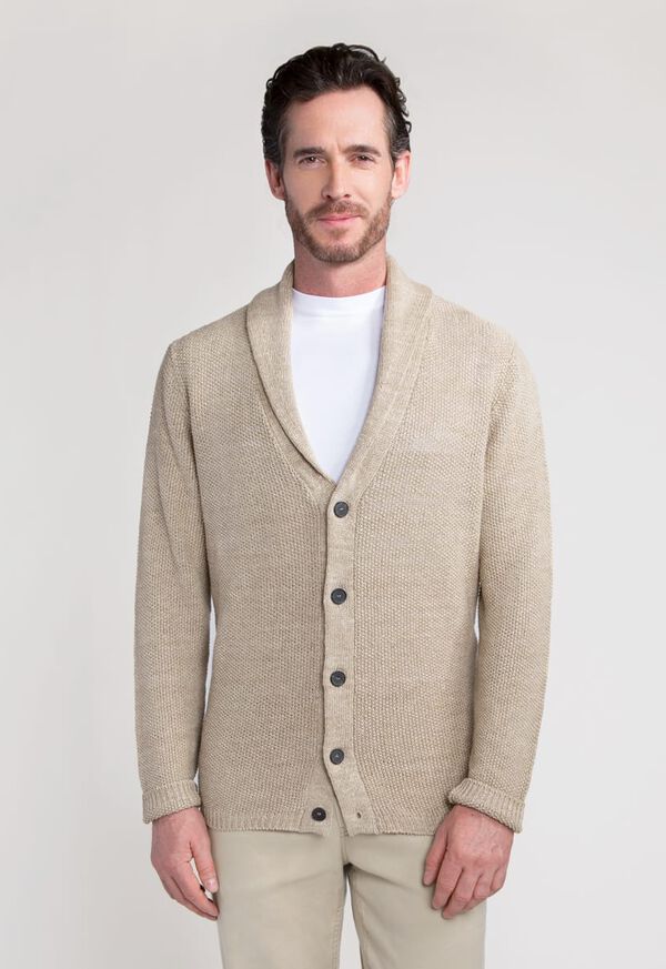 Paul Stuart Linen Rice Stitch Shawl Collar Cardigan, image 1