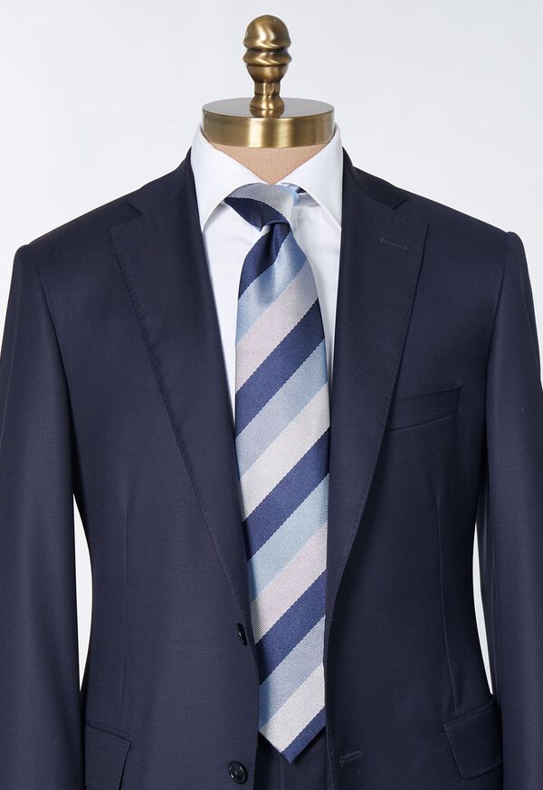 Paul Stuart Woven Silk Three Color Stripe Tie, image 4