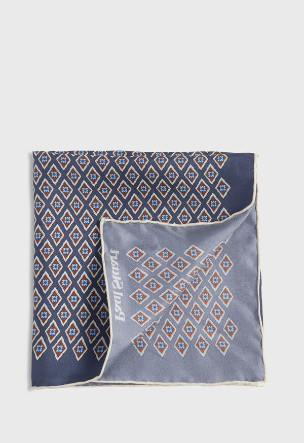 Paul Stuart Printed Silk Diamond Motif Pocket Square
