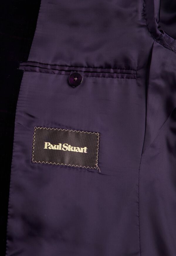 Paul Stuart Plum Tartan Print Velvet Dinner Jacket, image 3