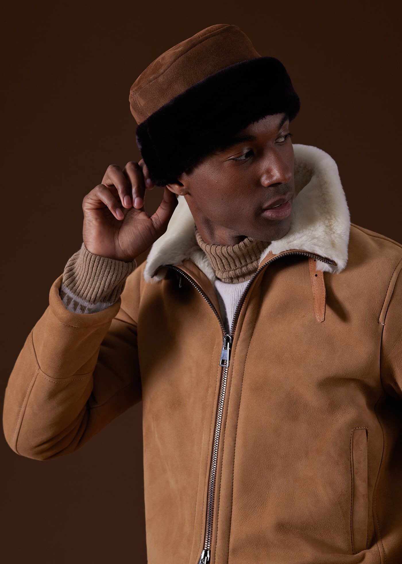 Shearling hat new arrivals mens