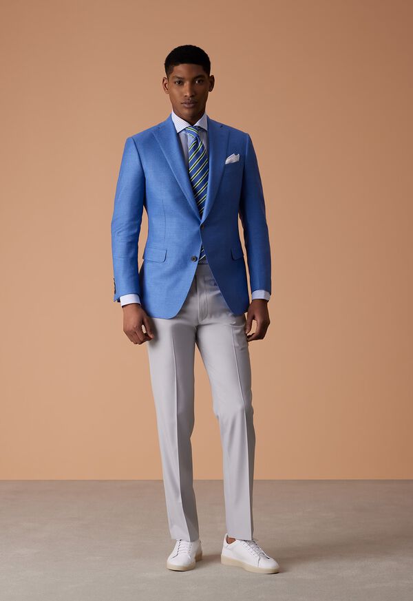Paul Stuart Blue Jacket with Pearl Grey Pants Look, image 1