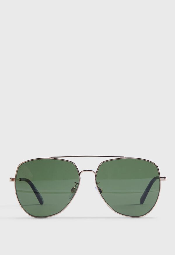 Paul Stuart BALLY Shiny Rose Gold Aviator Sunglasses with Green Lens, image 1