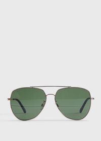 Paul Stuart BALLY Shiny Rose Gold Aviator Sunglasses with Green Lens, thumbnail 1
