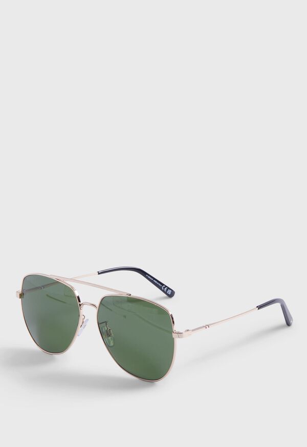 Paul Stuart BALLY Shiny Rose Gold Aviator Sunglasses with Green Lens, image 3