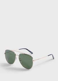 Paul Stuart BALLY Shiny Rose Gold Aviator Sunglasses with Green Lens, thumbnail 3