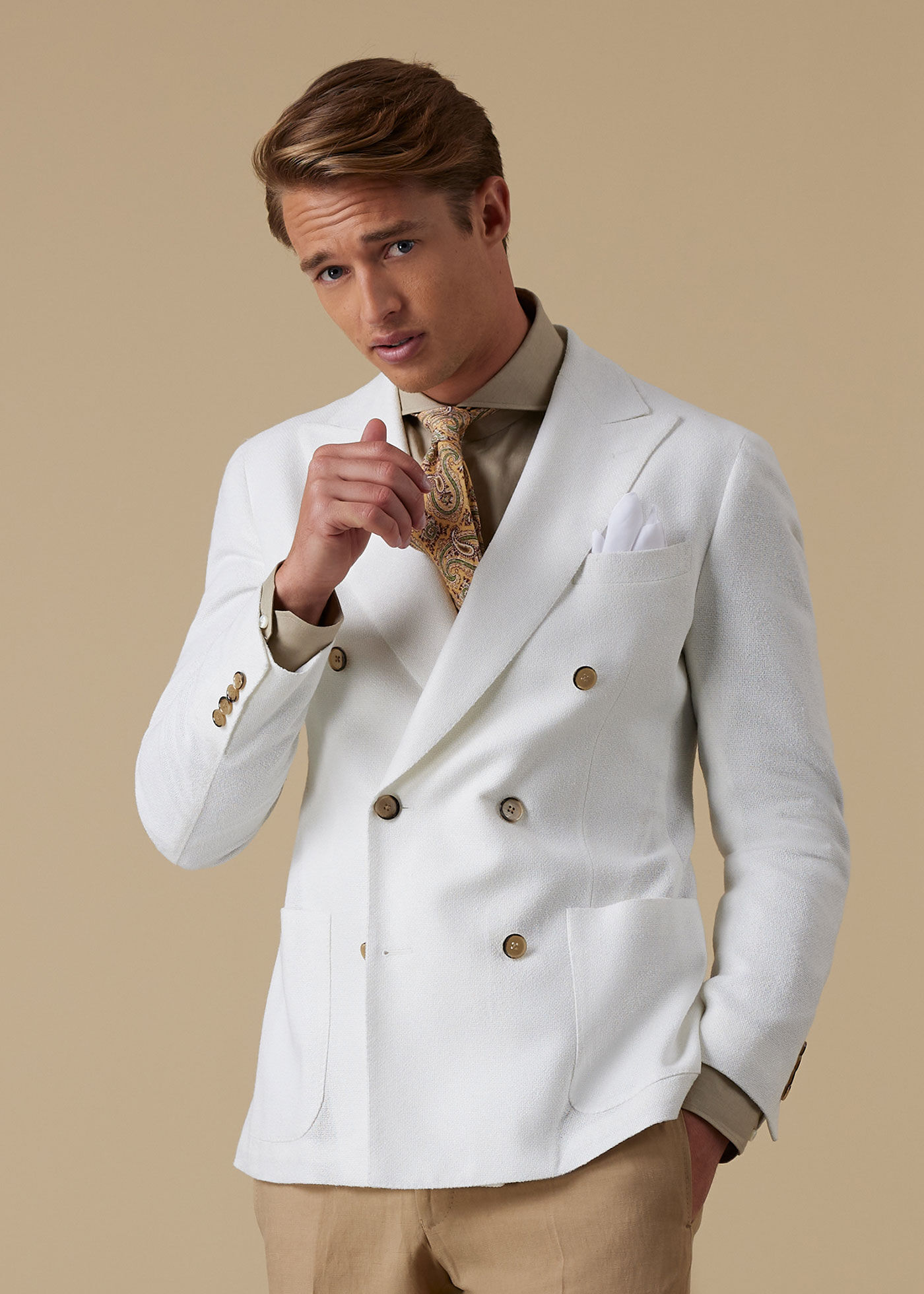 Scripted double breasted blazer sales