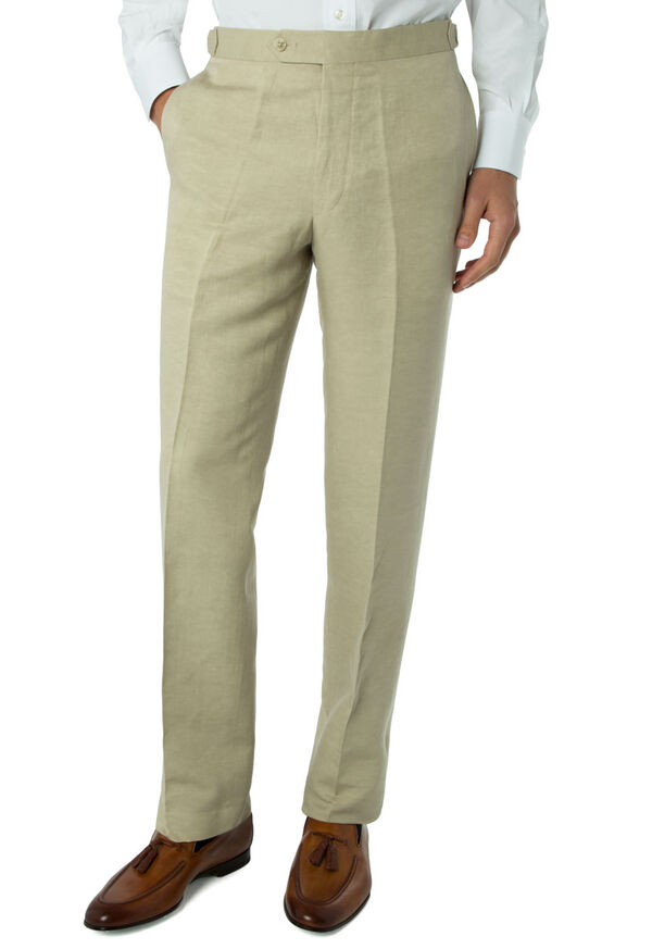 Paul Stuart Sand Silk & Linen Plain Front Trouser, image 1