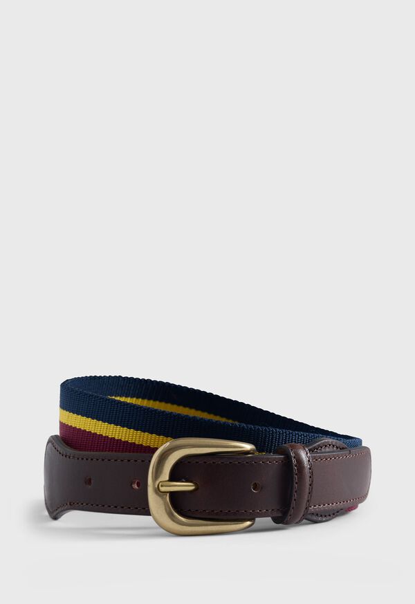 Paul Stuart Striped Belt with Leather Trim, image 1
