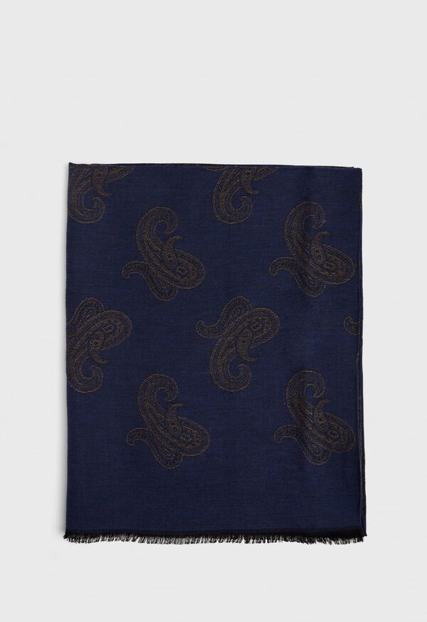 Paul Stuart Jacquard Paisley Wool Blend Scarf, image 2