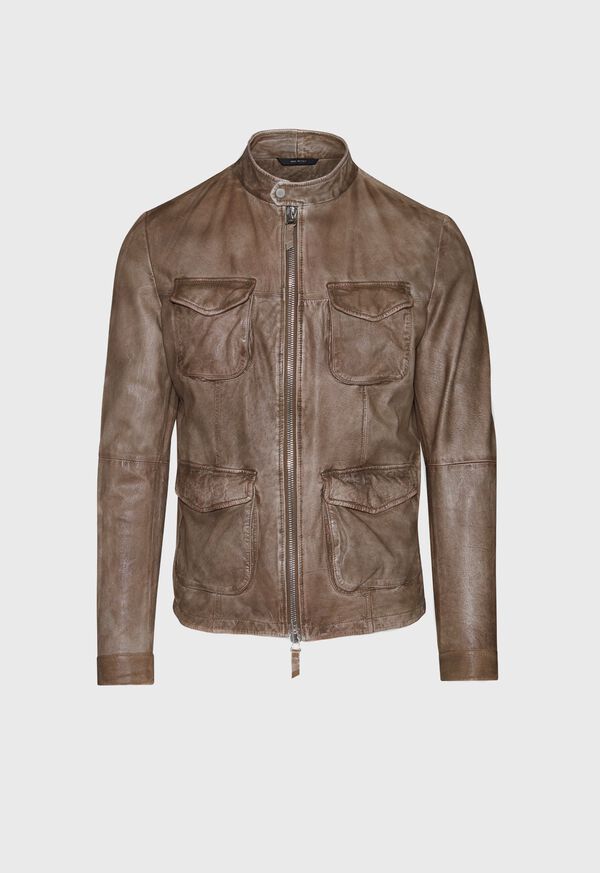 Paul Stuart Distressed Lamb Leather Rider Jacket, image 1