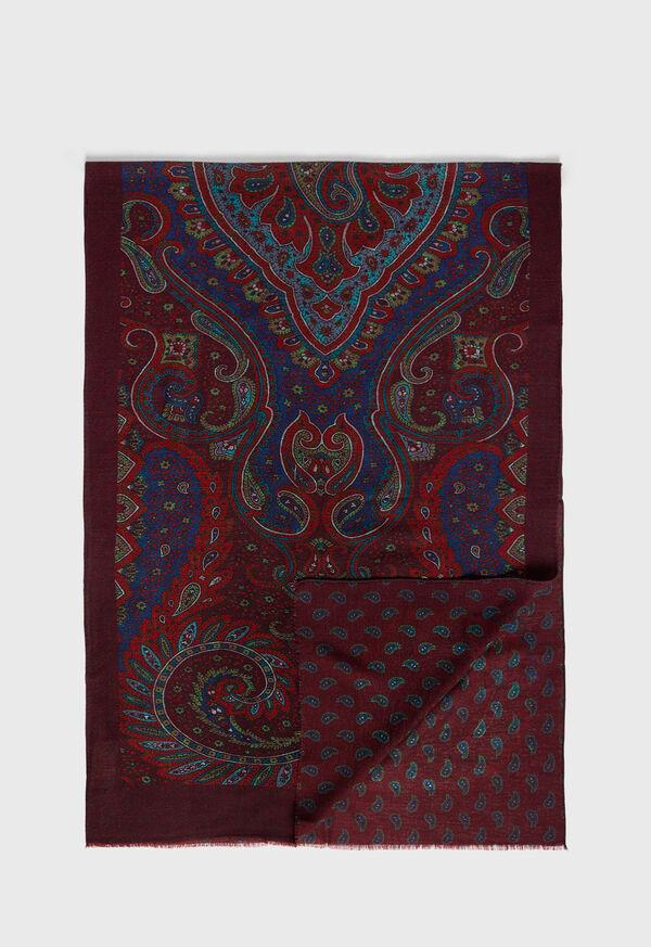 Paul Stuart Lambswool Paisley Print Scarf, image 1