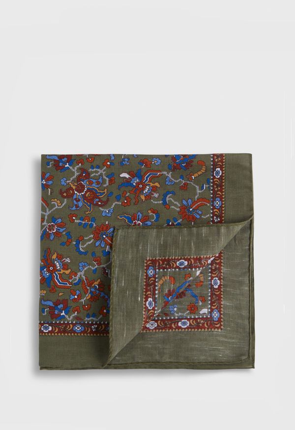 Paul Stuart Linen & Cotton Tapestry Print Pocket Square, image 1