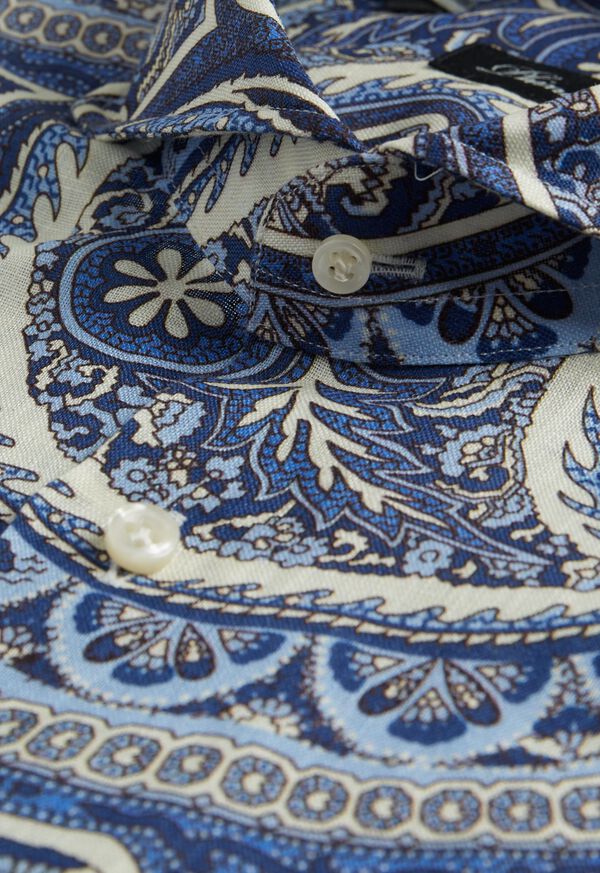 Paul Stuart Printed Paisley Linen Sport Shirt, image 2