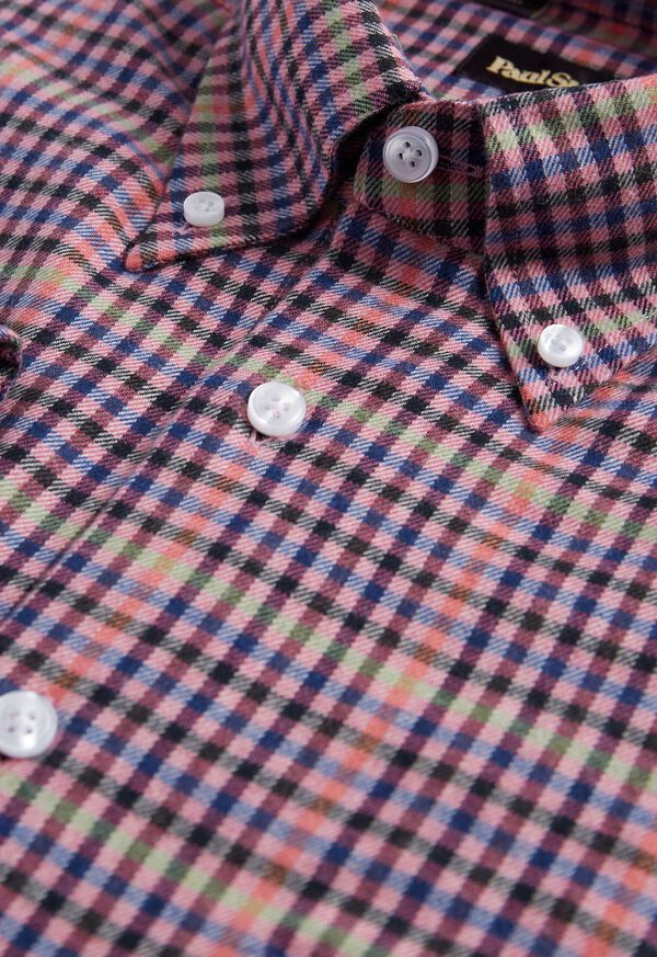 Paul Stuart Small Plaid Flannel Sport Shirt, image 2