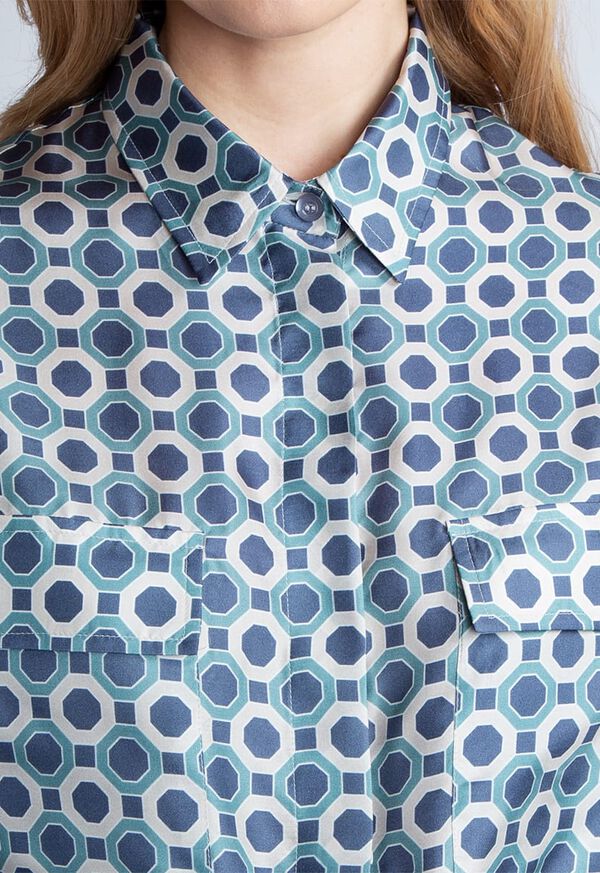 Paul Stuart Geometric Print Silk Shirt Dress, image 2