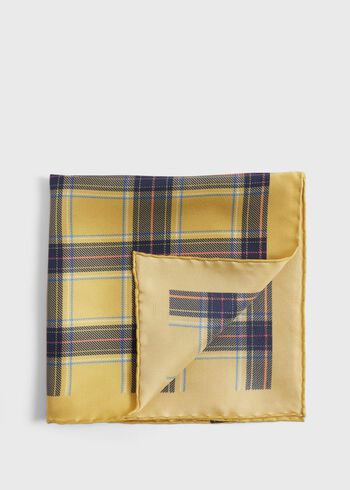 Paul Stuart Silk Plaid Print Pocket Square