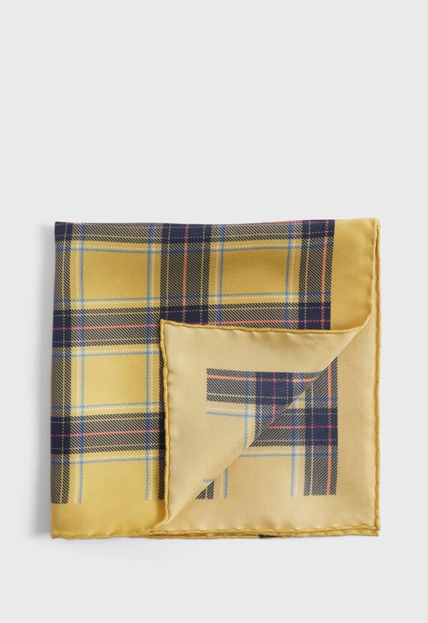 Paul Stuart Silk Plaid Print Pocket Square, image 1