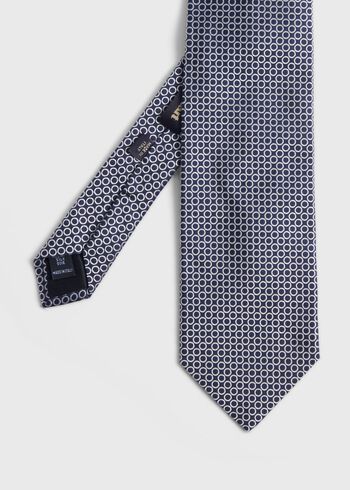 Paul Stuart Silk Jacquard Deco Rings Tie