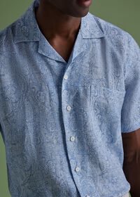 Paul Stuart Linen Paisley Print Camp Shirt, thumbnail 4