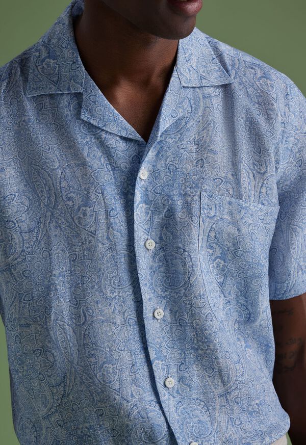 Paul Stuart Linen Paisley Print Camp Shirt, image 4