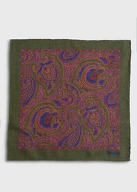 Paul Stuart Printed Wool Flannel Paisley Pocket Square, thumbnail 3