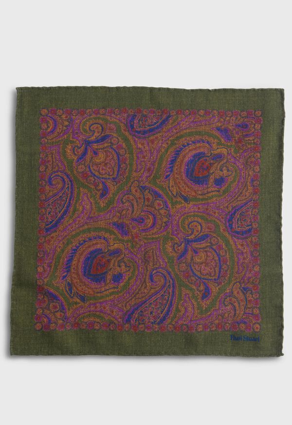 Paul Stuart Printed Wool Flannel Paisley Pocket Square, image 3