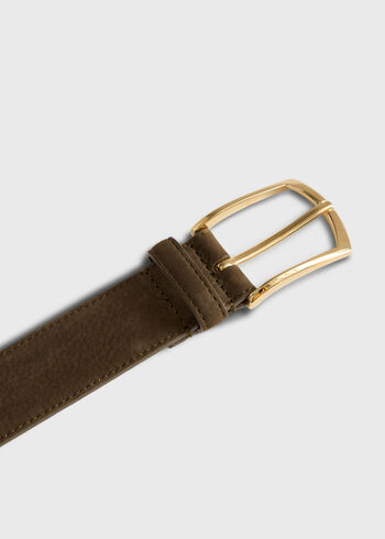 Paul Stuart Nubuk Suede Belt with Gold Buckle