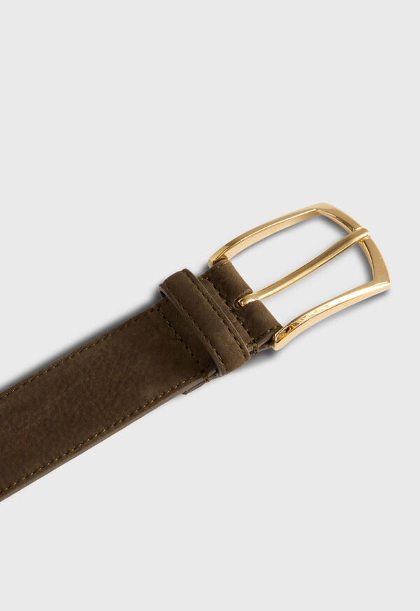 Paul Stuart Nubuk Suede Belt with Gold Buckle, image 2