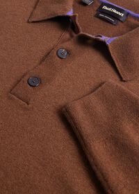 Paul Stuart Cashmere Long Sleeve Polo with Suede, thumbnail 4