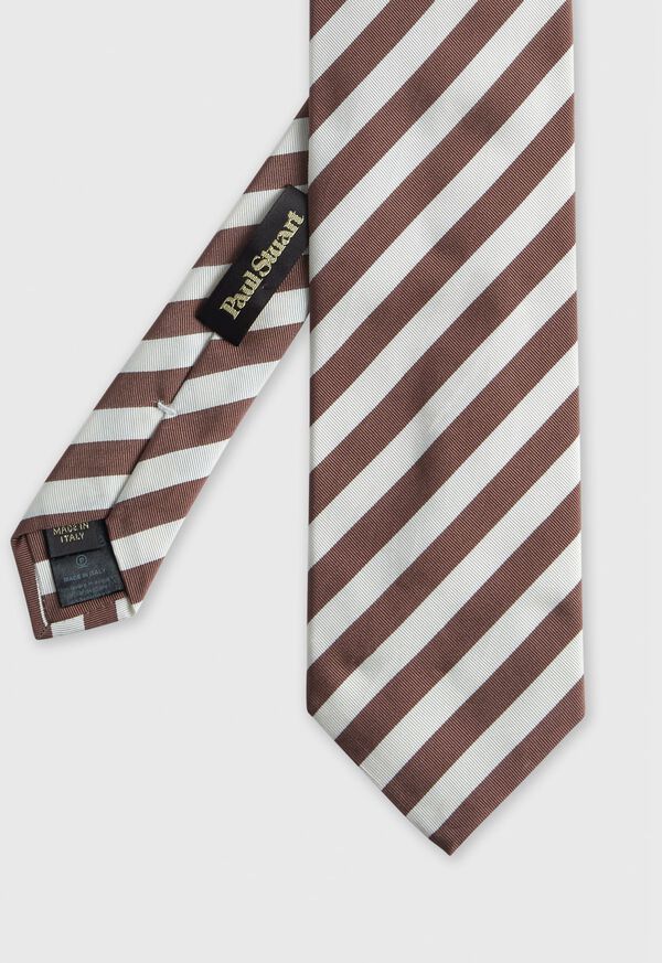 Paul Stuart Woven Silk & Cotton Bar Stripe Tie, image 1