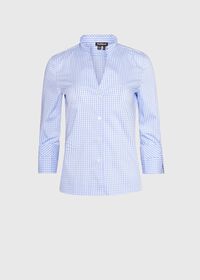 Paul Stuart Gingham V-Neck Blouse, thumbnail 1