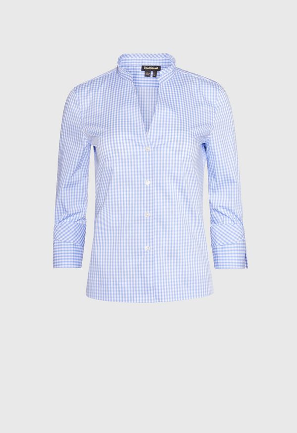 Paul Stuart Gingham V-Neck Blouse, image 1