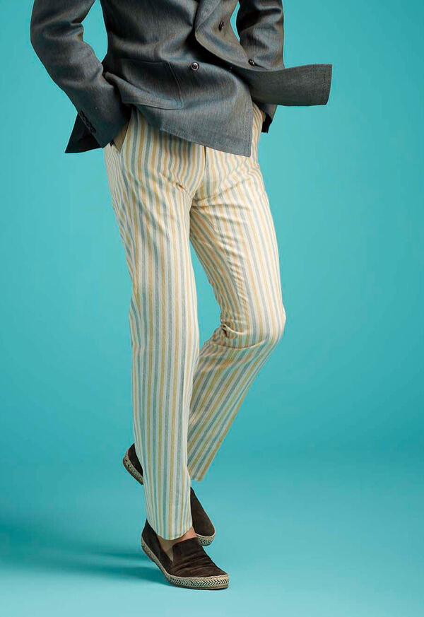 Paul Stuart Green & Yellow Stripe Cotton Pant, image 2