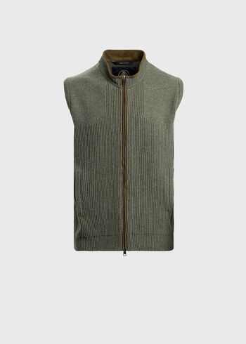 Paul Stuart Lambswool Vest with Suede Trim