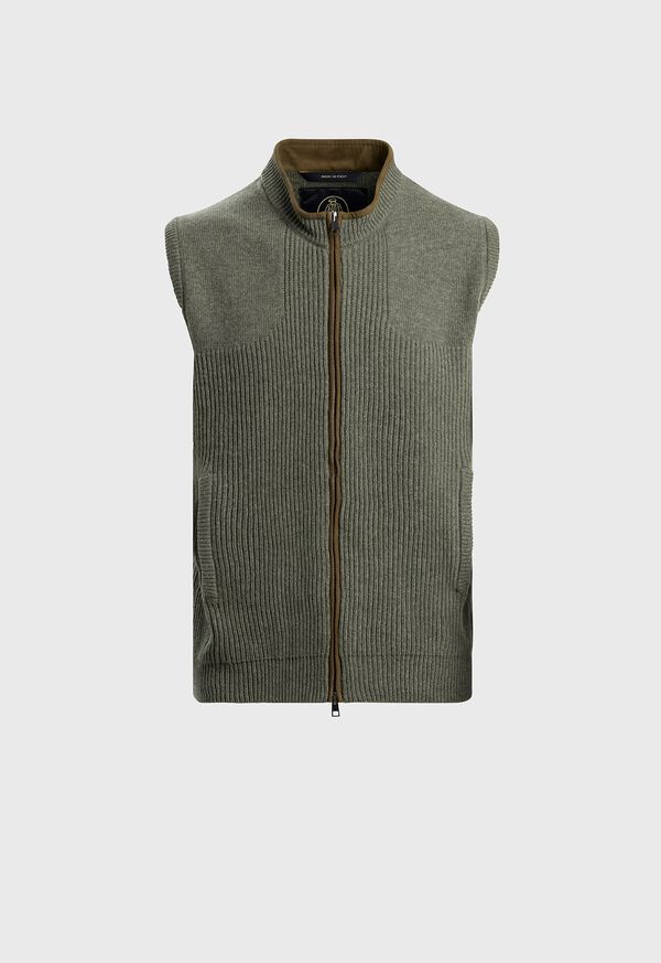Paul Stuart Lambswool Vest with Suede Trim, image 1