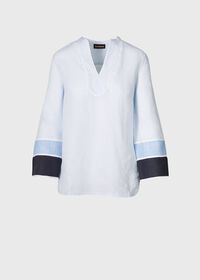 Paul Stuart Linen Tunic with Colorblock Sleeves, thumbnail 1