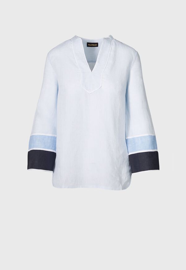 Paul Stuart Linen Tunic with Colorblock Sleeves, image 1