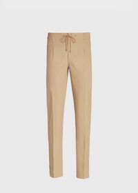 Paul Stuart Solid Khaki Drawstring Pant, thumbnail 1