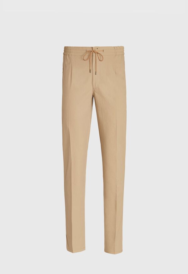 Paul Stuart Solid Khaki Drawstring Pant, image 1