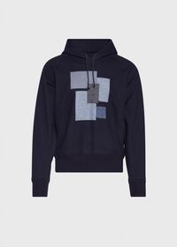 Paul Stuart Navy Tonal Patchwork Hoodie, thumbnail 1