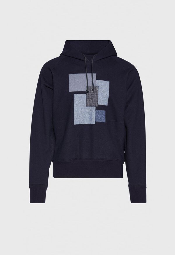 Paul Stuart Navy Tonal Patchwork Hoodie, image 1