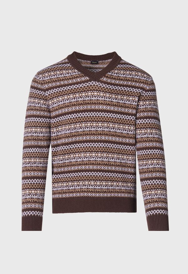 Paul Stuart Wool & Cashmere Fair Isle V-Neck Sweater, image 1
