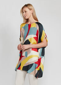Paul Stuart Tie Front Printed Silk Tunic, thumbnail 4