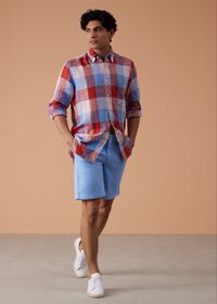 Paul Stuart Linen Buffalo Check Sport Shirt, thumbnail 2