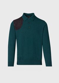 Paul Stuart Cashmere Polo Shirt with Suede, thumbnail 1